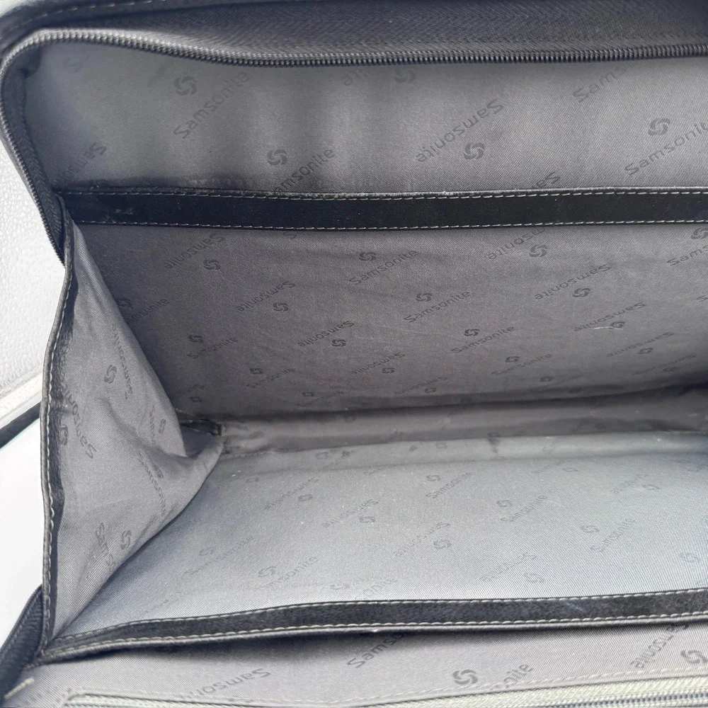 Samsonite Black Faux Leather Laptop Briefcase Sleeve Retractable Handle Bag